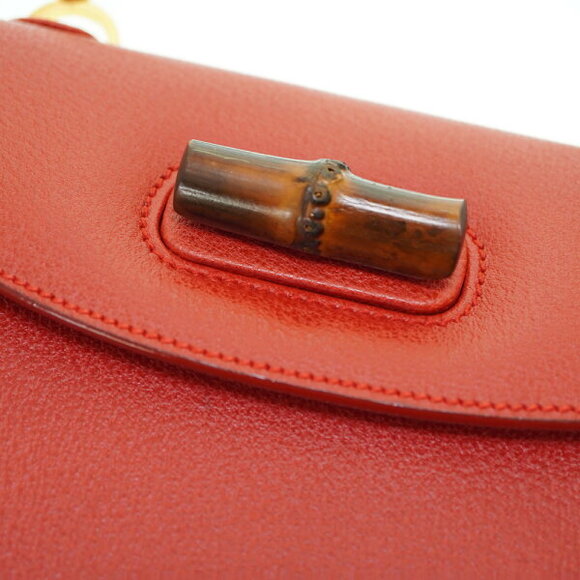 Gucci Bamboo Shoulder Handbag Red Leather Strap - Picture 6 of 8